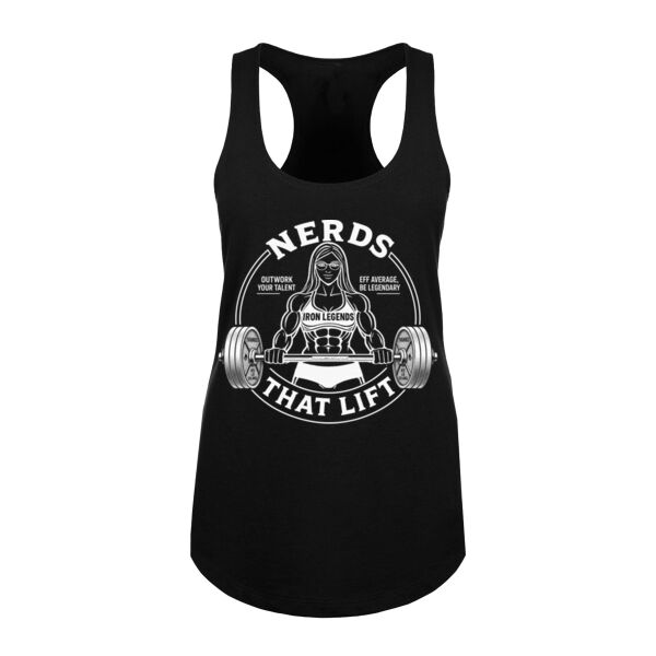 NERDS THAT LIFT (WOMAN) - WOMEN'S FITTED TANK TOP - $WBCNVR$ Thumbnail